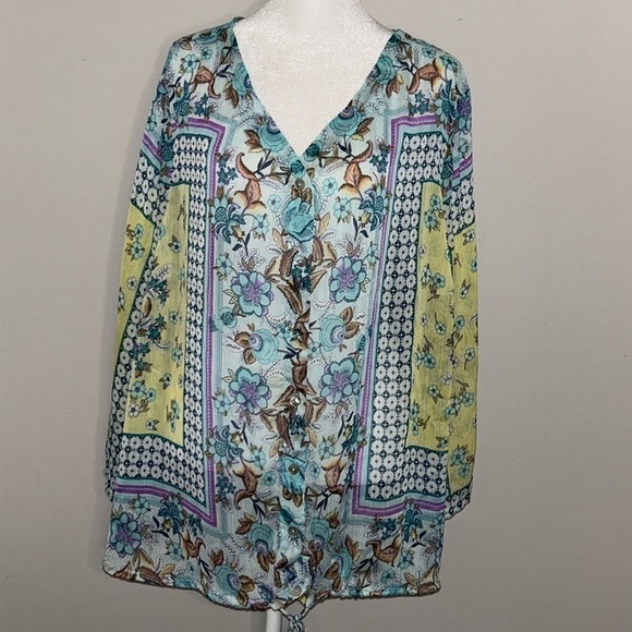 Roz & Ali Bohemian Sheer Top Size 2X - Picture 1 of 9